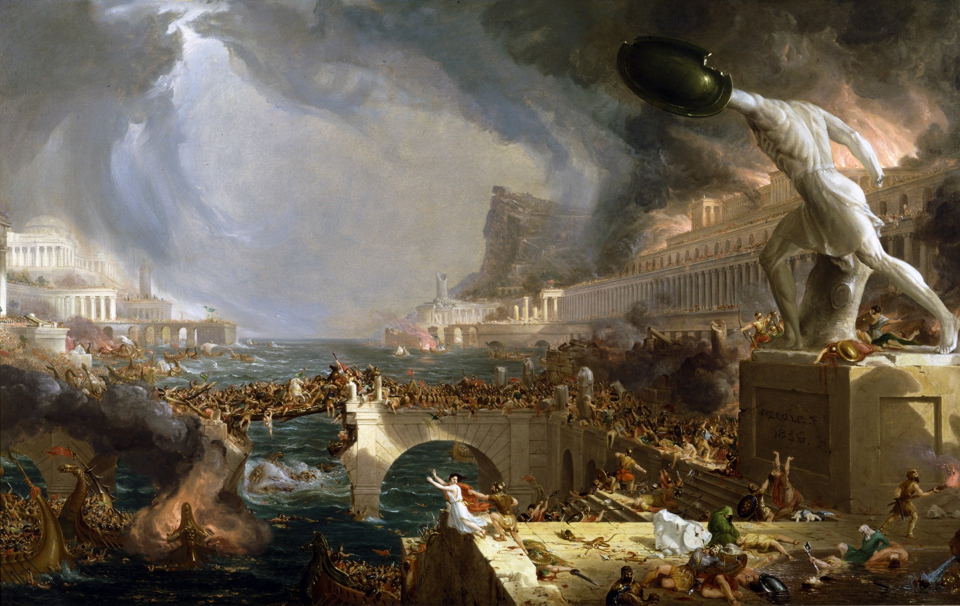 Image result for Destruction, part IV of Thomas Coleâs series: The Course of Empire. Photo by VCG Wilson/Corbis via Getty